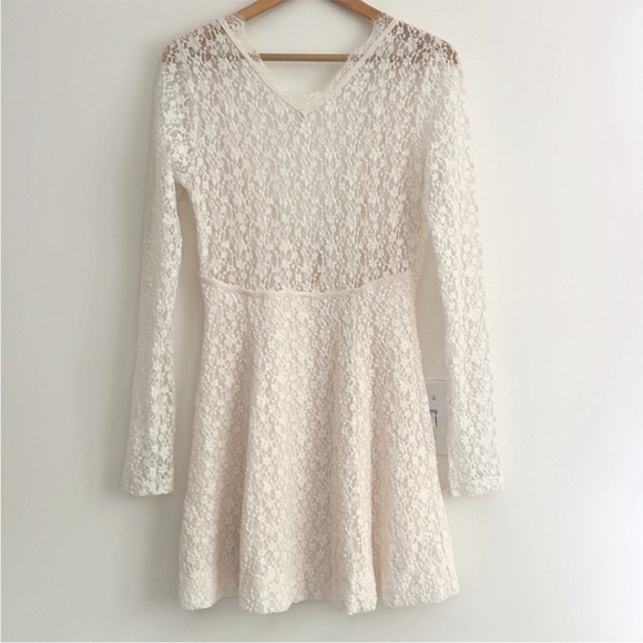 NWOT Free People Petra Mini Dress Lace Long Sleeve Mini Dress Ivory - Picture 9 of 12
